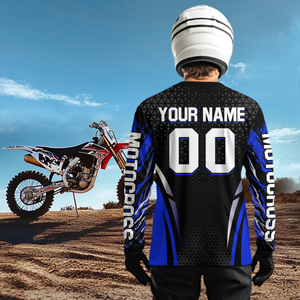 Custom Blue Motocross Shirts Racing Jersey UPF30+ Dirt Bike Jersey Kid Men Women DNT08