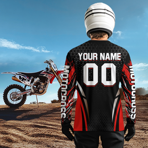 Custom Red Motocross Shirts Racing Jersey UPF30+ Dirt Bike Jersey Kid Men Women DNT08