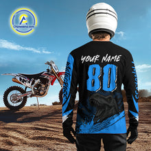 Load image into Gallery viewer, Blue Dinosaur Motocross Racing Jersey UPF30+ MX Racing Dirt Bike Jersey Kid Men Women DNT05
