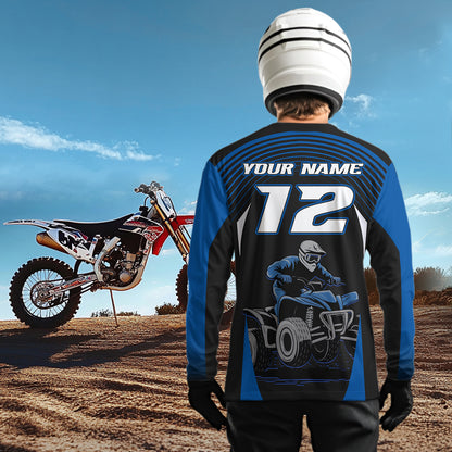 Custom ATV Racing Jersey Blue ATV Riding Shirt Quad ATV Jersey for Men Kid Women MX111