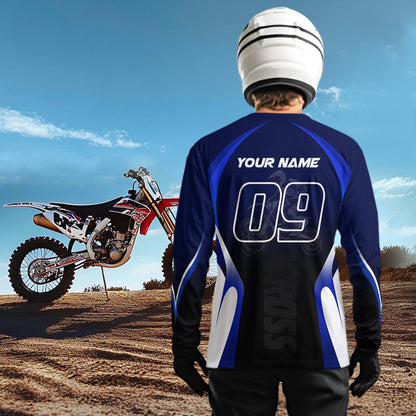 Custom Blue Motocross Jersey for Men Kid Women Racing Dirt Bike Off-road Shirt XM338