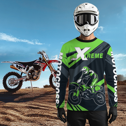 Custom Green Motocross Jersey Dirt Bike Shirt Men for Kid Women Motorcycle Shirts XM341