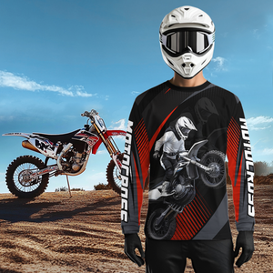Custom Red Motocross Shirts Racing Jersey UPF30+ Dirt Bike Jersey Kid Men Women DNT07