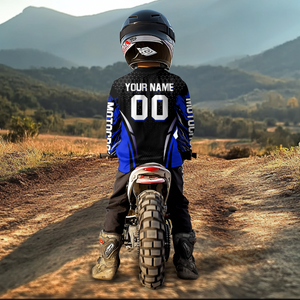 Custom Blue Motocross Shirts Racing Jersey UPF30+ Dirt Bike Jersey Kid Men Women DNT08