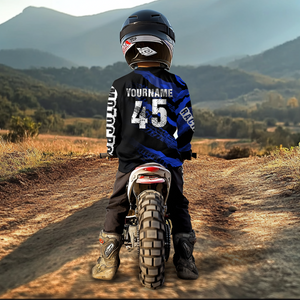 Custom Blue Motocross Jersey Racing Shirts UPF30+ Dirt Bike Jersey Kid Men Women DNT09