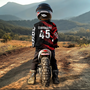 Custom Red Motocross Jersey Racing Shirts UPF30+ Dirt Bike Jersey Kid Men Women DNT09