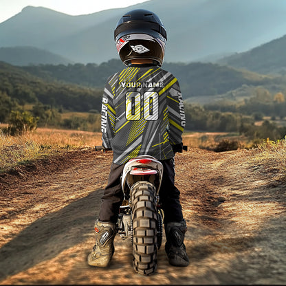 Dinosaur Motocross Jersey Yellow&Grey Dirt Bike Jersey for Men Kid Women Upf30+ XM349