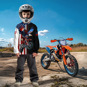 Eagle American Flag Motocross Jersey Dirt Bike Racing Shirts for Men Kid Women XM348
