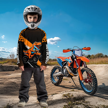 Orange ATV Motocross Racing Jersey Adult Kid Dinosaur ATV Riding Shirt Quad Jersey MX129