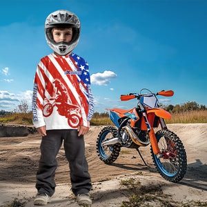 Custom American Flag Motocross Jersey Dirt Bike Racing Shirts for Men Kid Women XM349