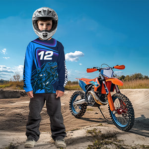 Dinosaur Motocross Jersey Custom Blue Dirt Bike Jersey for Women Men Kid Upf30+ XM366
