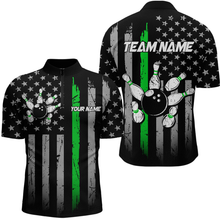 Load image into Gallery viewer, US Green Flag Bowling Shirt for Men Custom Name Polo &amp; Quarter-Zip Bowling Jersey Bowling Team Shirt HNT23