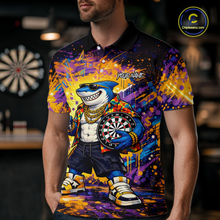 Load image into Gallery viewer, Custom Funny Shark Dart Shirts for Men Darts Team Jerseys Dart Tournament Polo &amp; 1/4 Zip NNT136