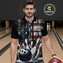 Load image into Gallery viewer, Custom Cracked US Flag Bowling Men Bowling Shirt Polo &amp; Quarter-Zip Bowling Team Jerseys HNT86
