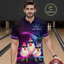 Load image into Gallery viewer, Neon Funny Family of Three Chicken Bowling Team Shirt for Men Bowling League Jersey Outfit Polo &amp; 1/4-Zip QZT761