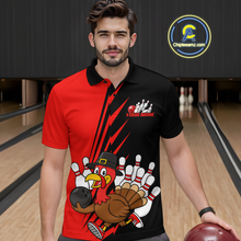 Load image into Gallery viewer, Red Turkey Bowling Shirts for Women Men Team Custom Bowling Jerseys Thanksgiving MBL180