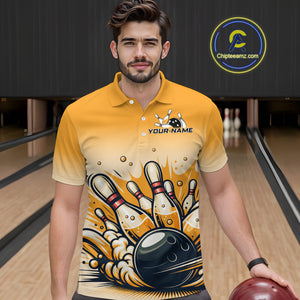 Funny Beer Bowling Jersey for Men Custom Bowling Uniform Polo & 1/4 Zip Team Bowling Shirts HNT118