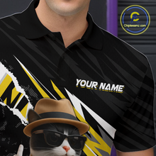 Load image into Gallery viewer, Custom Yellow Funny Cat Bowling Jersey for Men Bowling Shirt Polo &amp; 1/4 Zip Bowling Team Shirts HNT136