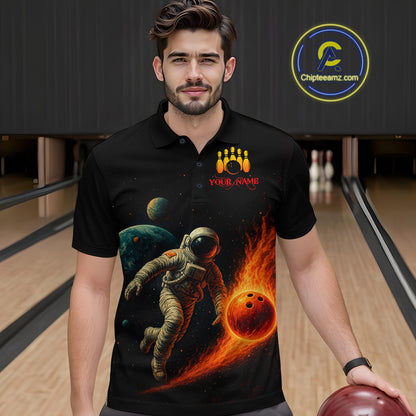 Astronaut Bowling Shirts for Women Men Team Custom Galaxy Bowling Polo and 1/4 Zip MBL171