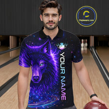 Load image into Gallery viewer, Custom Galaxy Wolf Bowling Jersey for Men Bowling Uniform Polo &amp;1/4 Zip Bowling Team Shirts HNT251