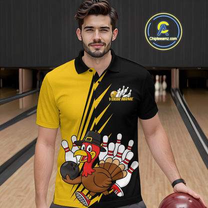 Yellow Turkey Bowling Shirts for Women Men Team Custom Bowling Jerseys Thanksgiving MBL180