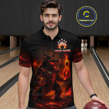 Load image into Gallery viewer, Personalized Red Flame Crocodile Bowling Team Shirt for Men Polo &amp; Quarter-Zip Bowling Outfit QZT742