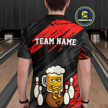 Load image into Gallery viewer, Custom Red Funny Beer Bowling Jersey for Men Bowling Uniform Polo &amp; 1/4 Zip Bowling Team Shirts HNT107