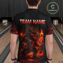 Load image into Gallery viewer, Personalized Red Flame Crocodile Bowling Team Shirt for Men Polo &amp; Quarter-Zip Bowling Outfit QZT742