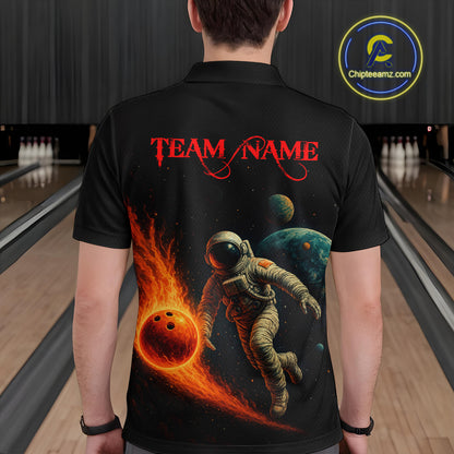 Astronaut Bowling Shirts for Women Men Team Custom Galaxy Bowling Polo and 1/4 Zip MBL171