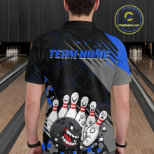 Load image into Gallery viewer, Custom Blue Funny Bowling Shirt Crazy Bowling Jersey Men Polo &amp; 1/4 Zip Bowling Outfit QZT785