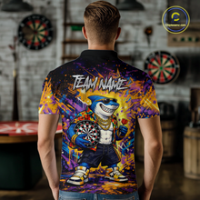 Load image into Gallery viewer, Custom Funny Shark Dart Shirts for Men Darts Team Jerseys Dart Tournament Polo &amp; 1/4 Zip NNT136