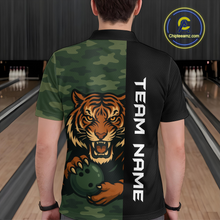 Load image into Gallery viewer, Custom Tiger Bowling Shirts for Team Women Men Camo Green Bowling Polo &amp; 1/4 Zip Shirt MBL184