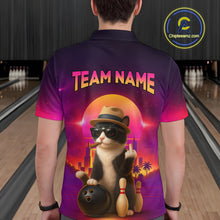 Load image into Gallery viewer, Custom Funny Cat Bowling Jersey for Men Bowling League Polo &amp; 1/4 Zip Bowling Team Shirts HNT142