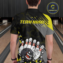 Load image into Gallery viewer, Custom Yellow Funny Bowling Shirt Crazy Bowling Jersey Men Polo &amp; 1/4 Zip Bowling Outfit QZT785
