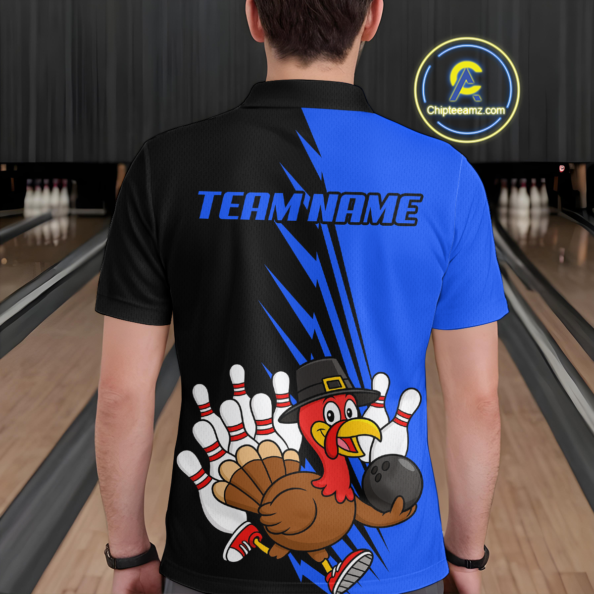 Blue Turkey Bowling Shirts for Women Men Team Custom Bowling Jerseys Thanksgiving MBL180