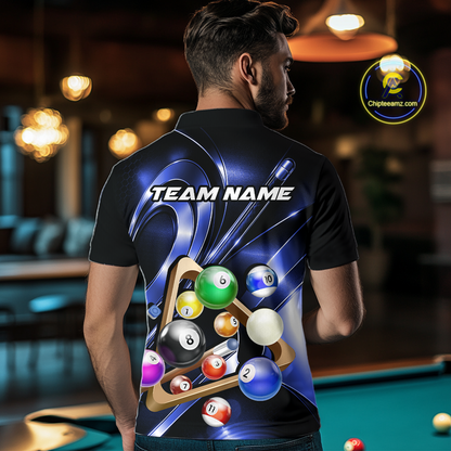 Custom Ball Pool Shirts Blue Billiard Shirt for Men Billiard Team Jersey Billiard League NNT180