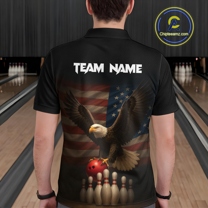 Custom Custom American Eagle Bowling Shirt for Men Polo & Quarter-Zip Bowling Jersey Bowling Outfit QZT779