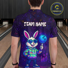 Load image into Gallery viewer, Custom Neon Funny Bunny Bowling Team Shirt Polo &amp; 1/4 Zip Bowling Jersey for Men QZT789