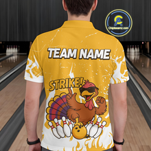 Load image into Gallery viewer, Custom Yellow Funny Turkey Bowling Jersey for Men Thanksgiving Bowling Team Shirts HNT115