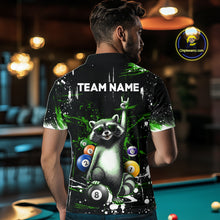 Load image into Gallery viewer, Custom Green Funny Raccoon Billiard Shirt for Men 8 Ball Pool Billiard Jersey Polo &amp; 1/4-Zip BHT5