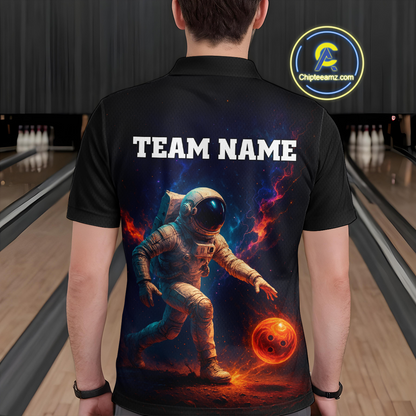 Custom Astronaut Bowling Shirts for Women Men Team Galaxy Bowling Polo and 1/4 Zip MBL170