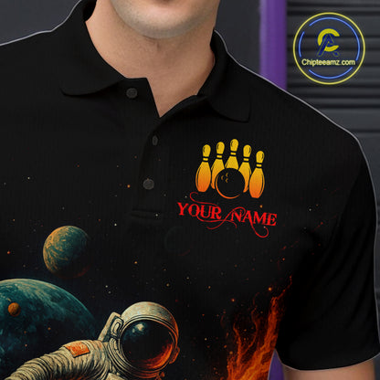 Astronaut Bowling Shirts for Women Men Team Custom Galaxy Bowling Polo and 1/4 Zip MBL171