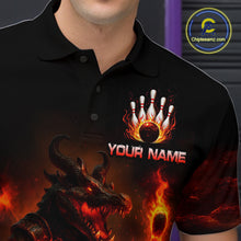Load image into Gallery viewer, Personalized Red Flame Crocodile Bowling Team Shirt for Men Polo &amp; Quarter-Zip Bowling Outfit QZT742