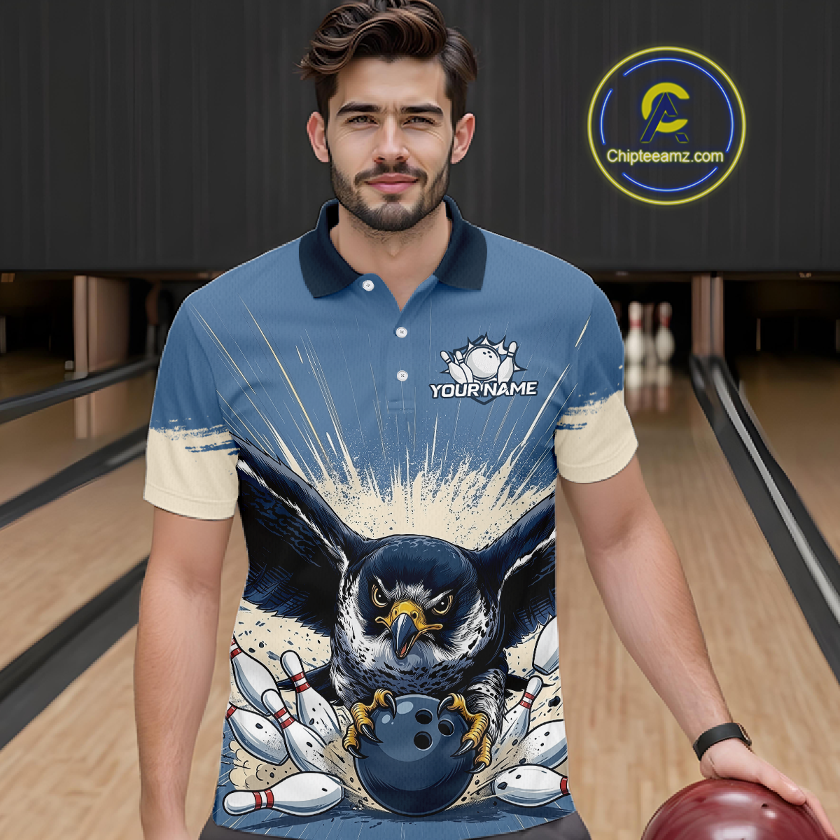 Custom Funny Falcon Bowling Jersey for Men Unisex Bowling Shirts for Team Polo & 1/4 Zip HNT244