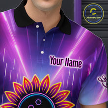 Load image into Gallery viewer, Custom Neon Lightning Sunflower Bowling Shirt Bowling Team Jersey for Men Bowling Polo &amp; 1/4-Zip QZT770