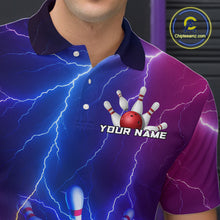 Load image into Gallery viewer, Purple Lightning Bowling Shirts for Men Women Custom Team Bowling Jerseys MBL155