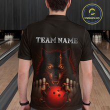 Load image into Gallery viewer, Red&amp;Black Wolf Bowling Shirts for Team Women Men Custom Wolf Bowling Polo &amp;1/4 Zip MBL196