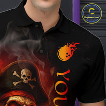Load image into Gallery viewer, Orange Flame Pirate Skull Bowling Team Shirt for Men Bowling League Jersey Polo Bowling Outfit QZT763