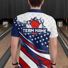 Load image into Gallery viewer, American Flag Bowling Custom Men Bowling Shirt Polo &amp; Quarter-Zip Bowling Team Jerseys HNT50