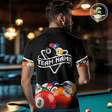 Load image into Gallery viewer, Custom Black 8 Ball Billiard Shirts for Men Billiard Team Shirts Billiard League Polo &amp; 1/4 Zip NNT75